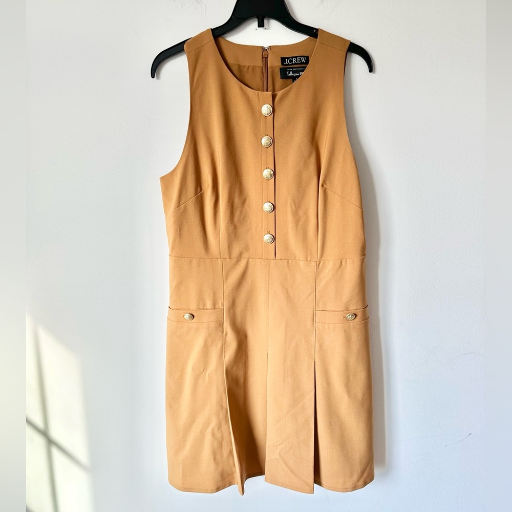 J. Crew Pleated Mini Dress in Italian Bi-Stretch Wool Blend